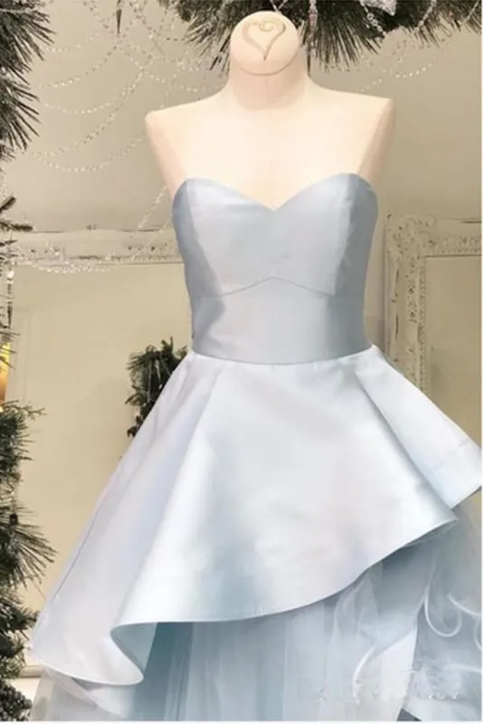 Baby Blue Layered Long A Line Evening Sweetheart Senior Prom Dress