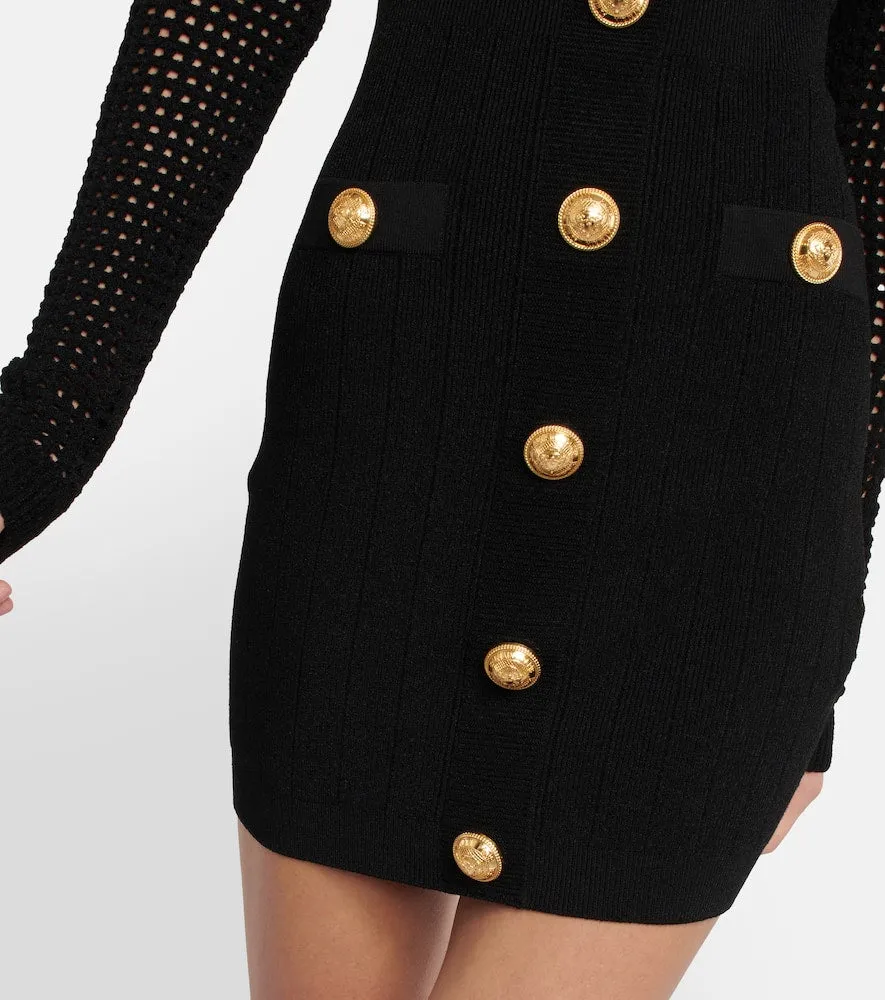 Balmain Off-shoulder knit minidress