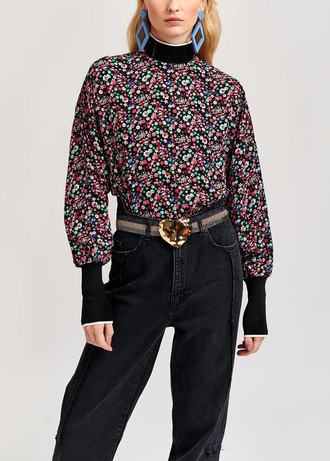 Black cotton patchwork jeans