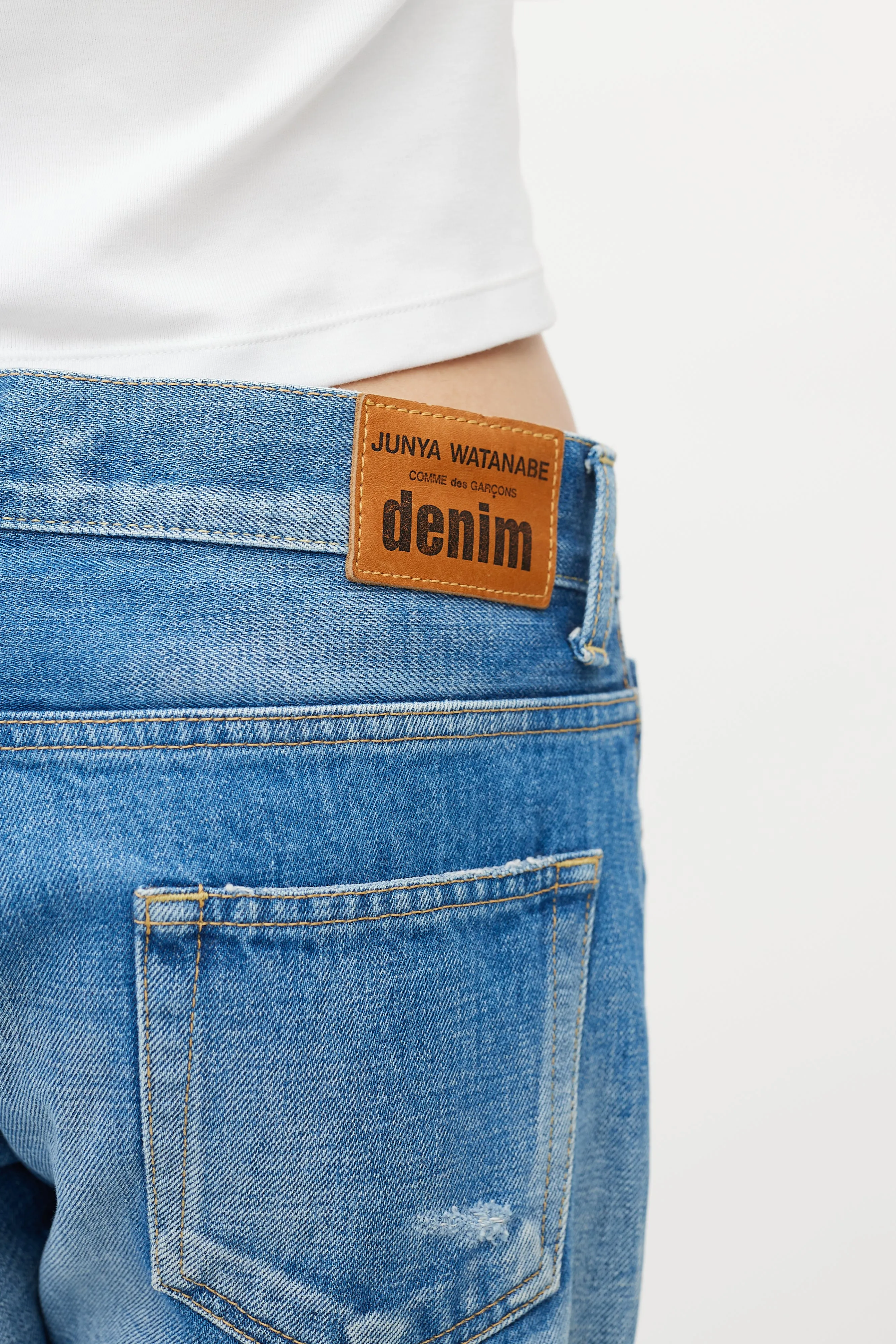 Blue Distressed Patchwork Denim Jeans