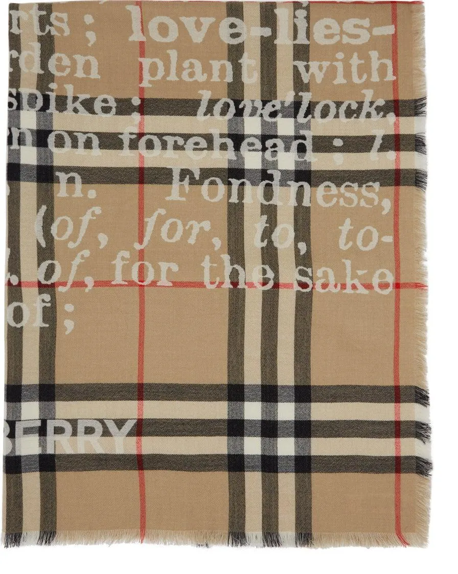 Burberry Beige Cashmere Check 'Love' Scarf