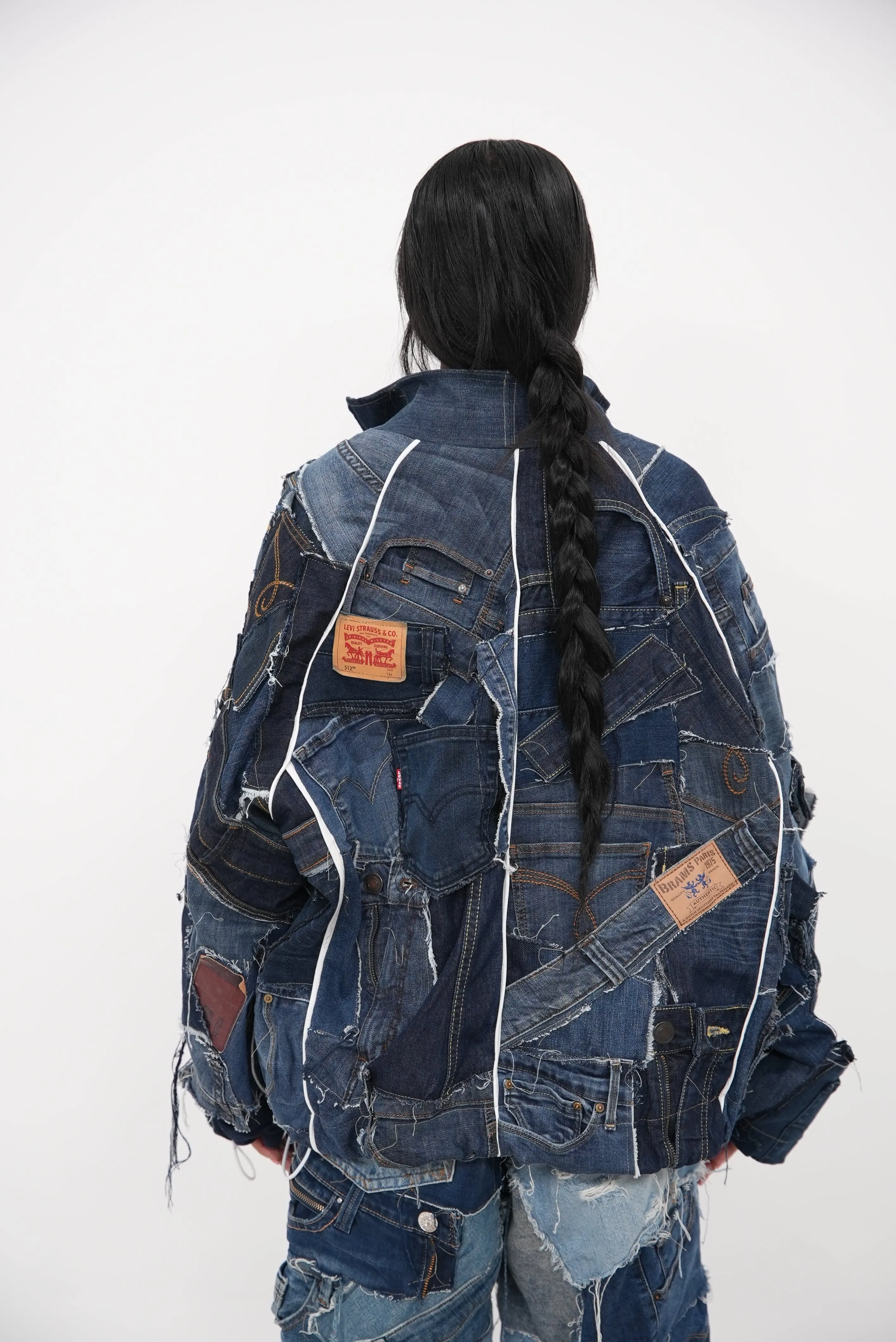 Denim Patchwork Jacket Blue