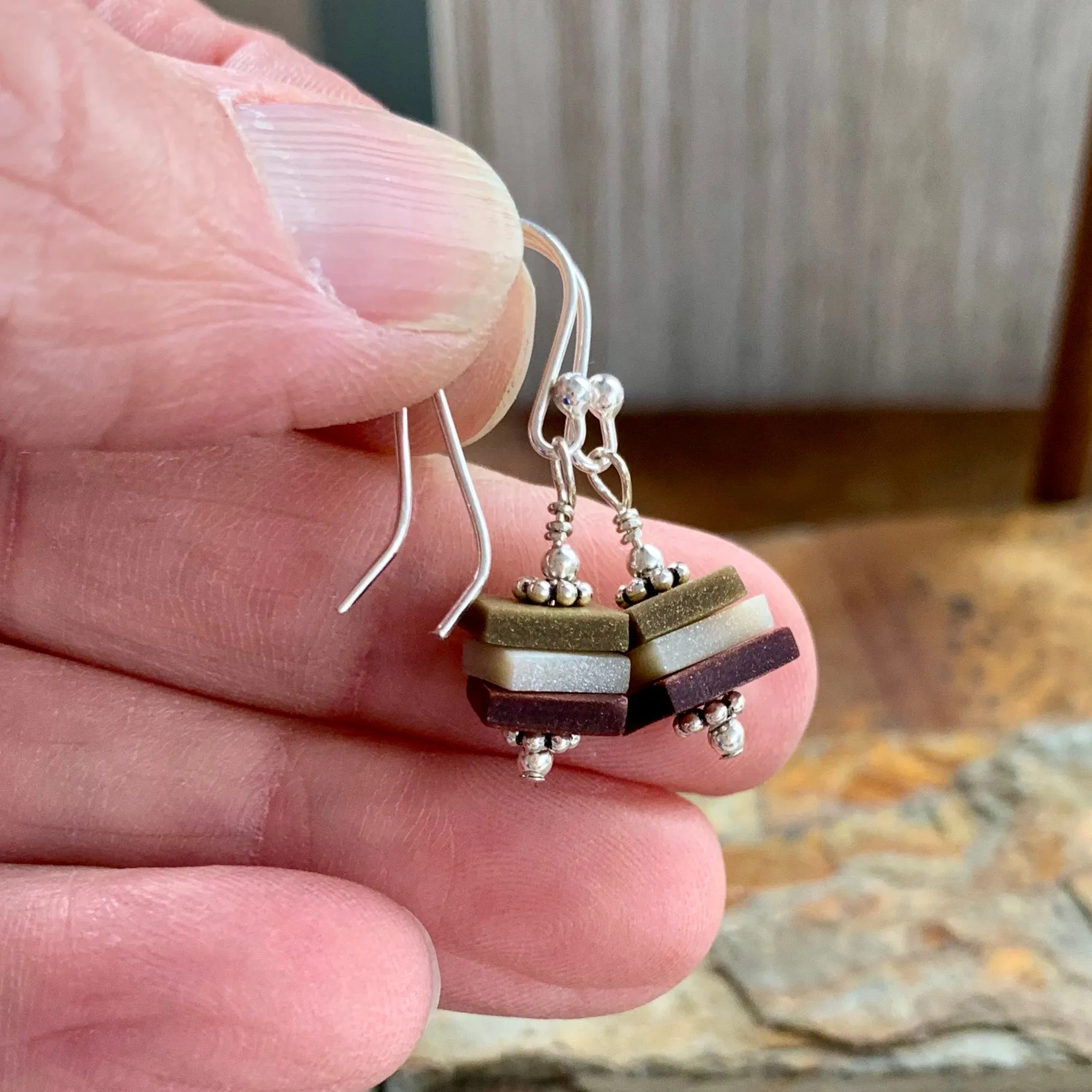 Earthy Stacks Earrings ~ Dangly Colorway B