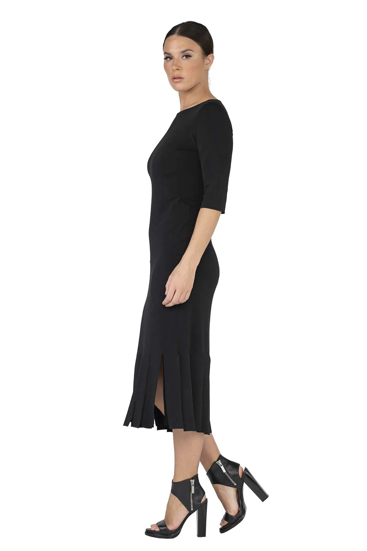 Elbow Sleeve Double Layered New Fringe Dress