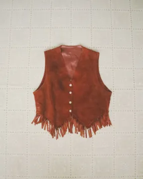 Fringed Vest, Red Suede