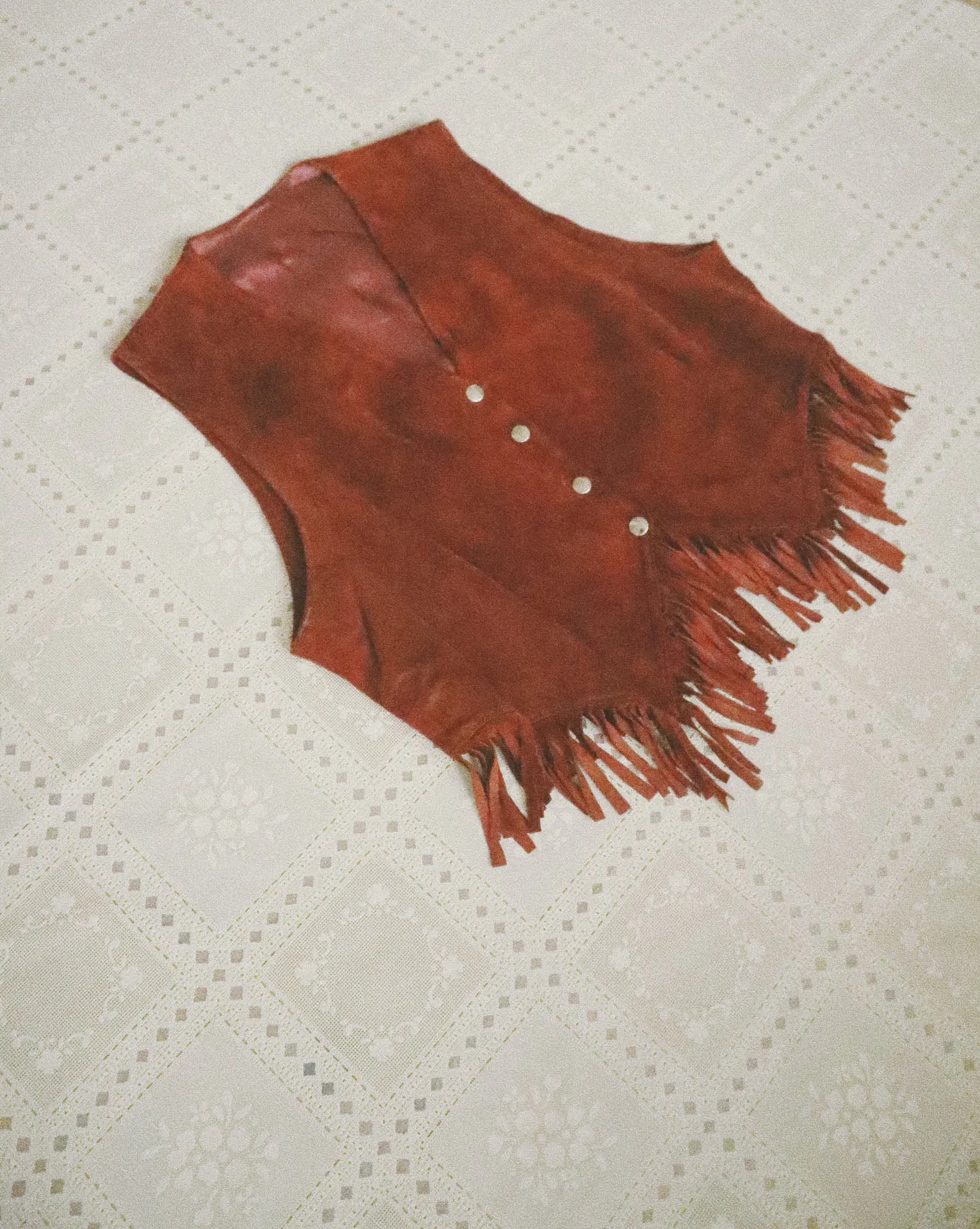 Fringed Vest, Red Suede