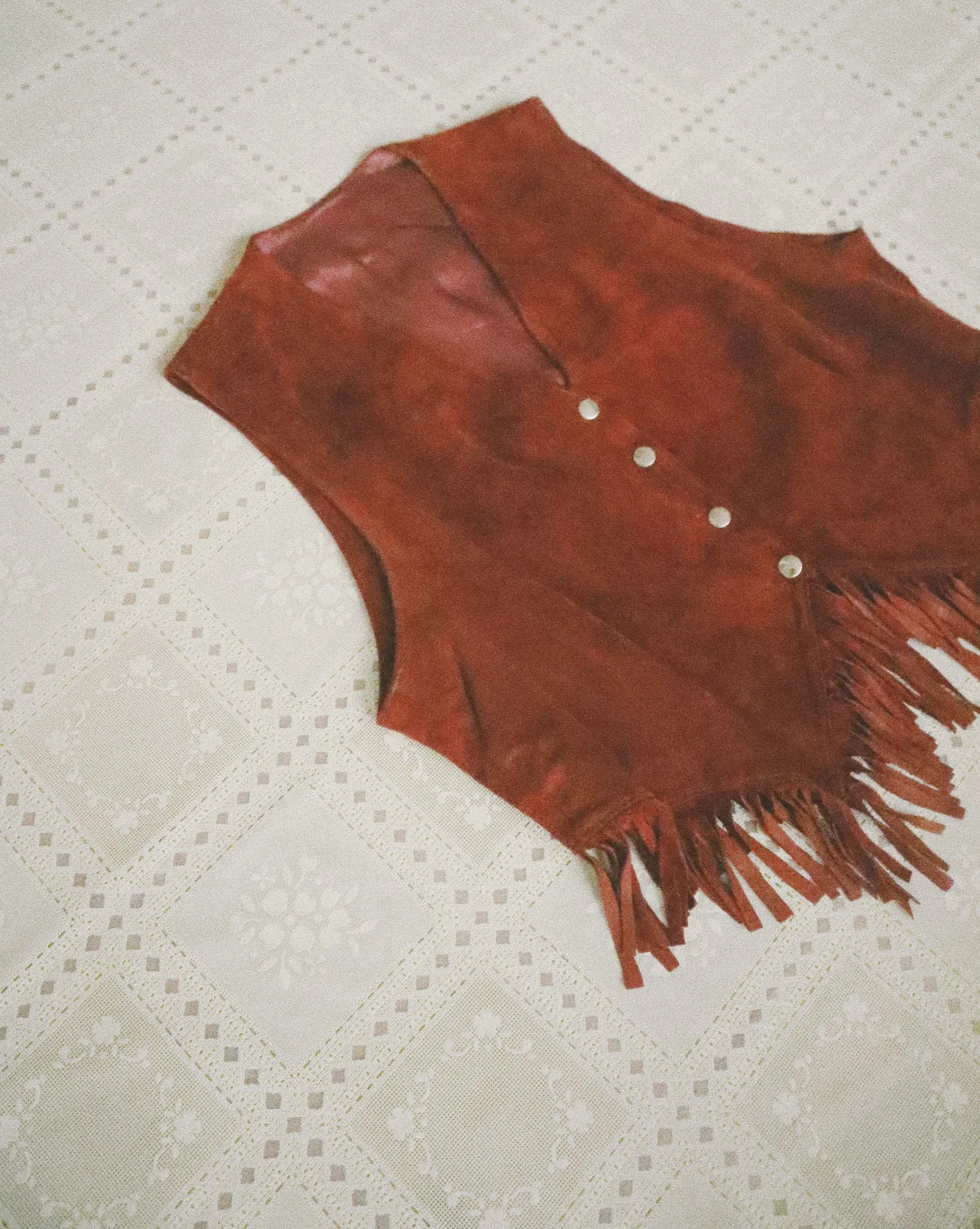 Fringed Vest, Red Suede