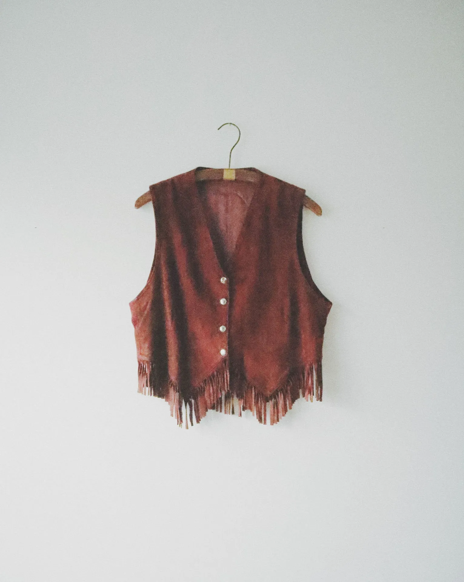 Fringed Vest, Red Suede
