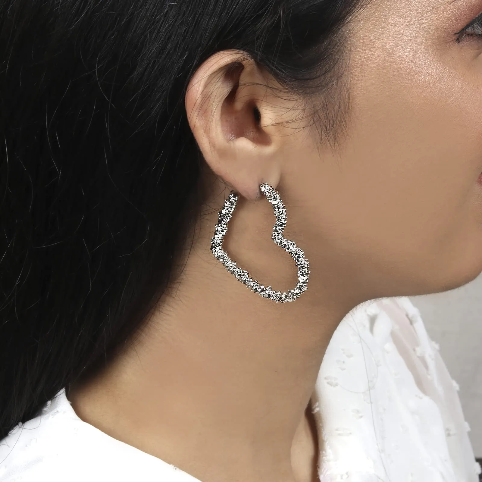 Joker & Witch I Heart You Silver Bling Earrings for Women