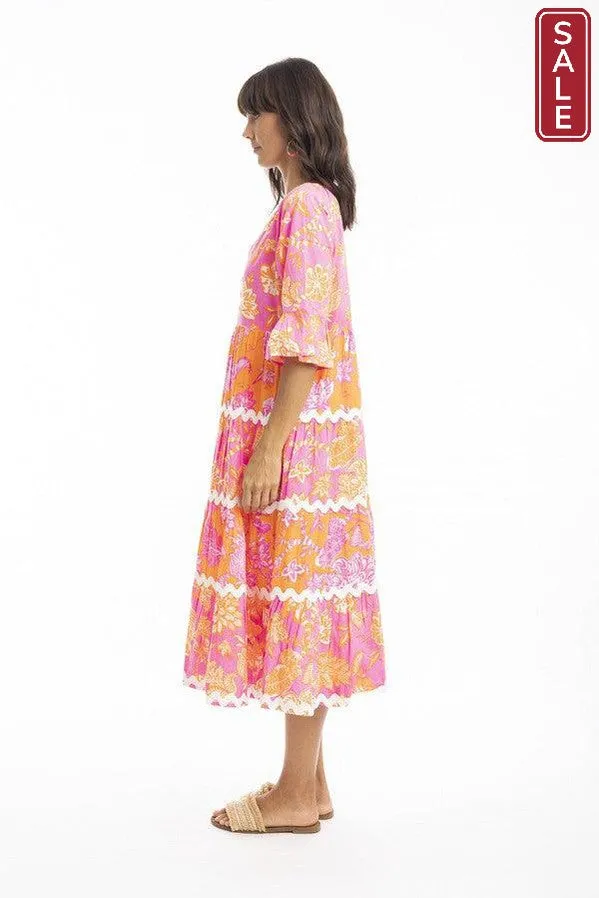 Layla Layered Midi Dress pink