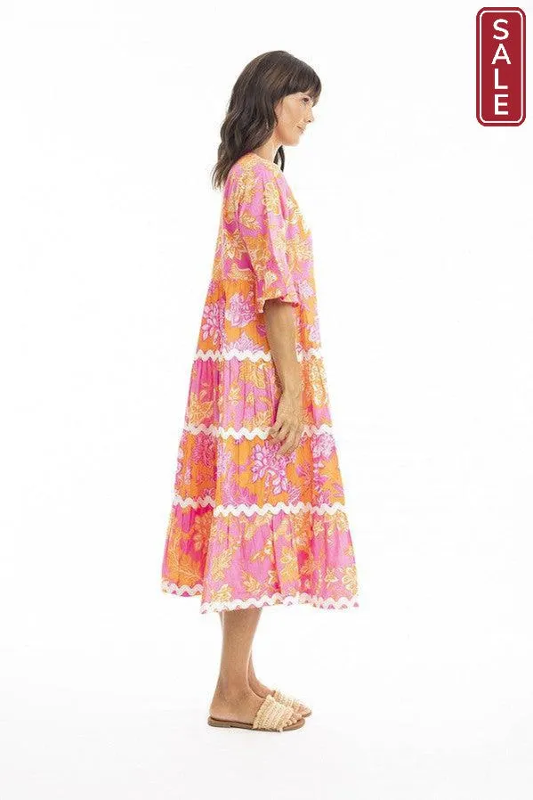 Layla Layered Midi Dress pink