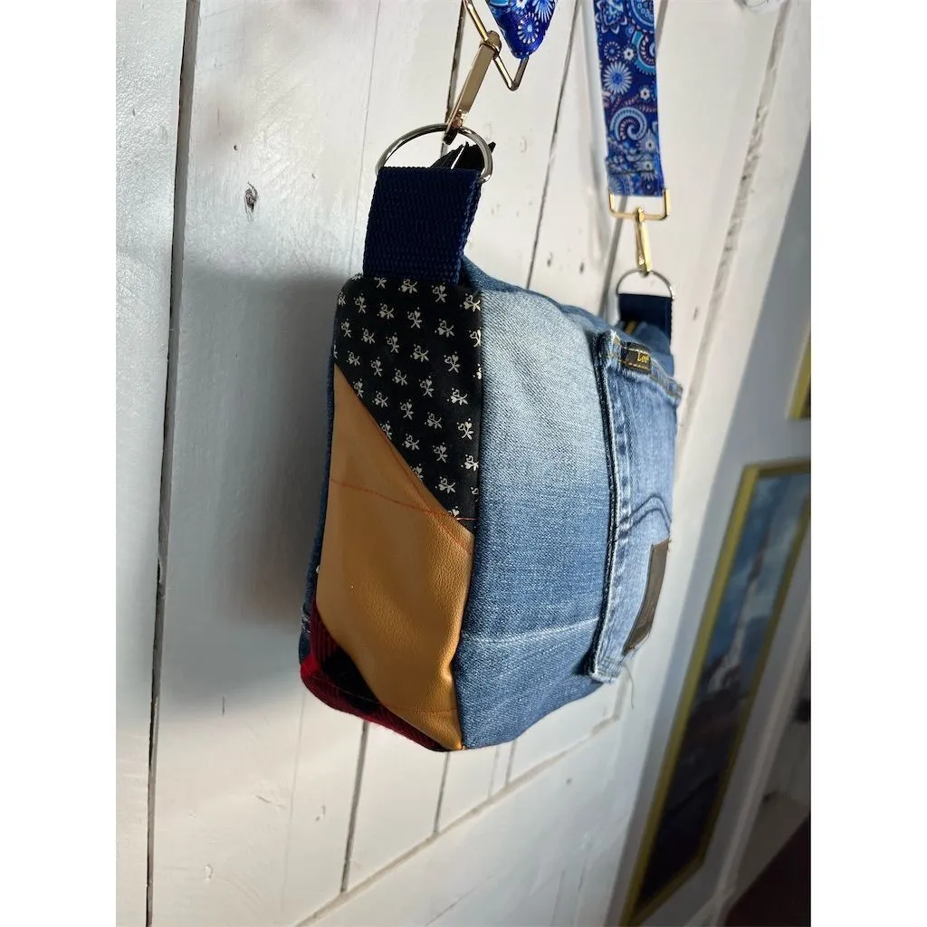 Lidia’s Bags Upcycled Denim Patchwork CB Bag Blue Medium Eco-Friendly (C818-24)