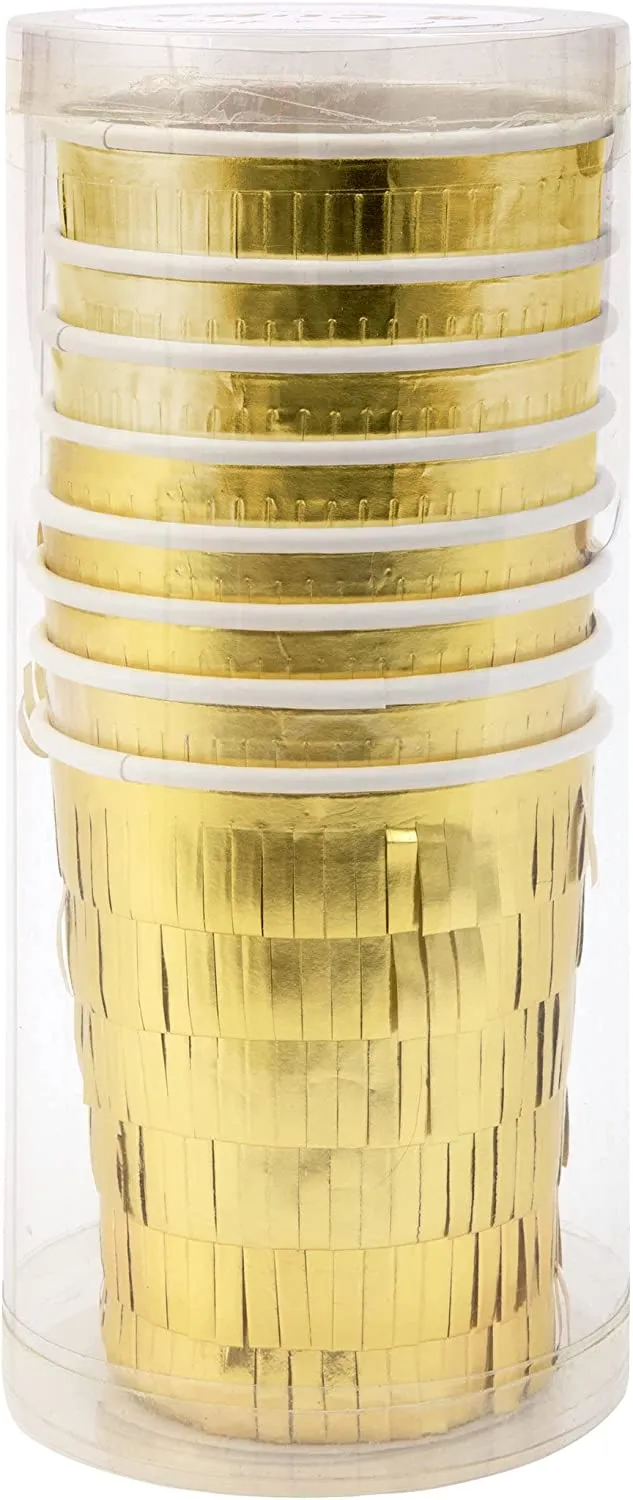Meri Meri Gold Fringe Party Cups (Pack of 8)