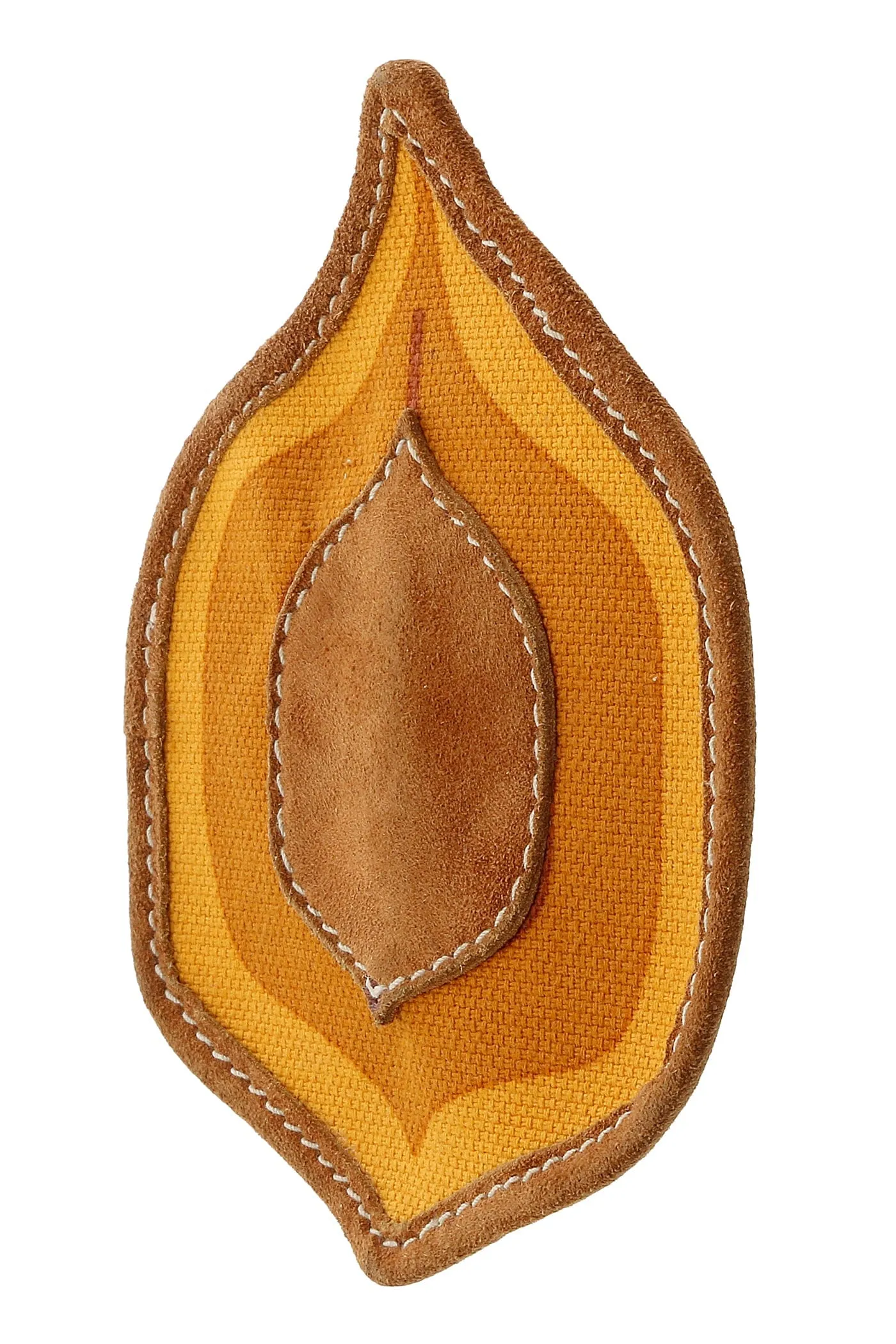 Miu Miu Tan Suede Patch Teardrop Brooch Pin-One Size