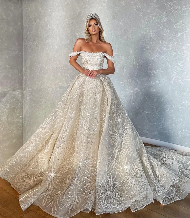 Nathalie Off Shoulder BeautiFul Wedding Dress