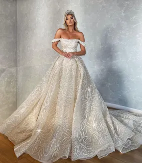 Nathalie Off Shoulder BeautiFul Wedding Dress
