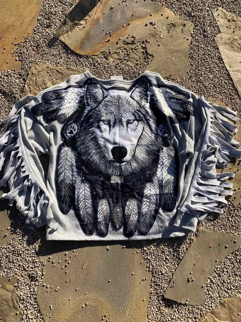 Navajo Fringed Wolf Sweatshirt