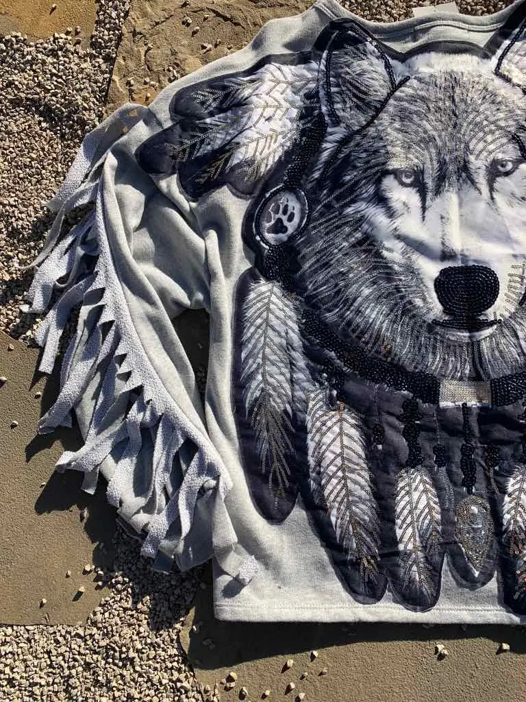 Navajo Fringed Wolf Sweatshirt