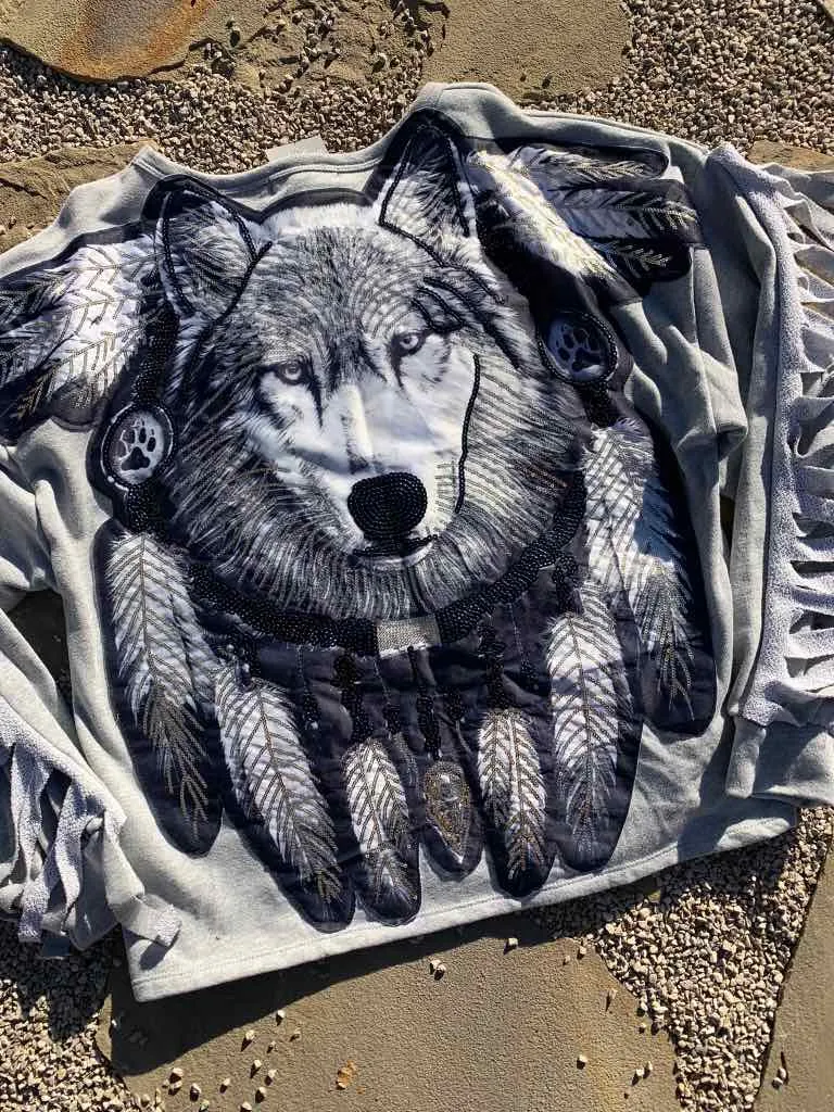 Navajo Fringed Wolf Sweatshirt