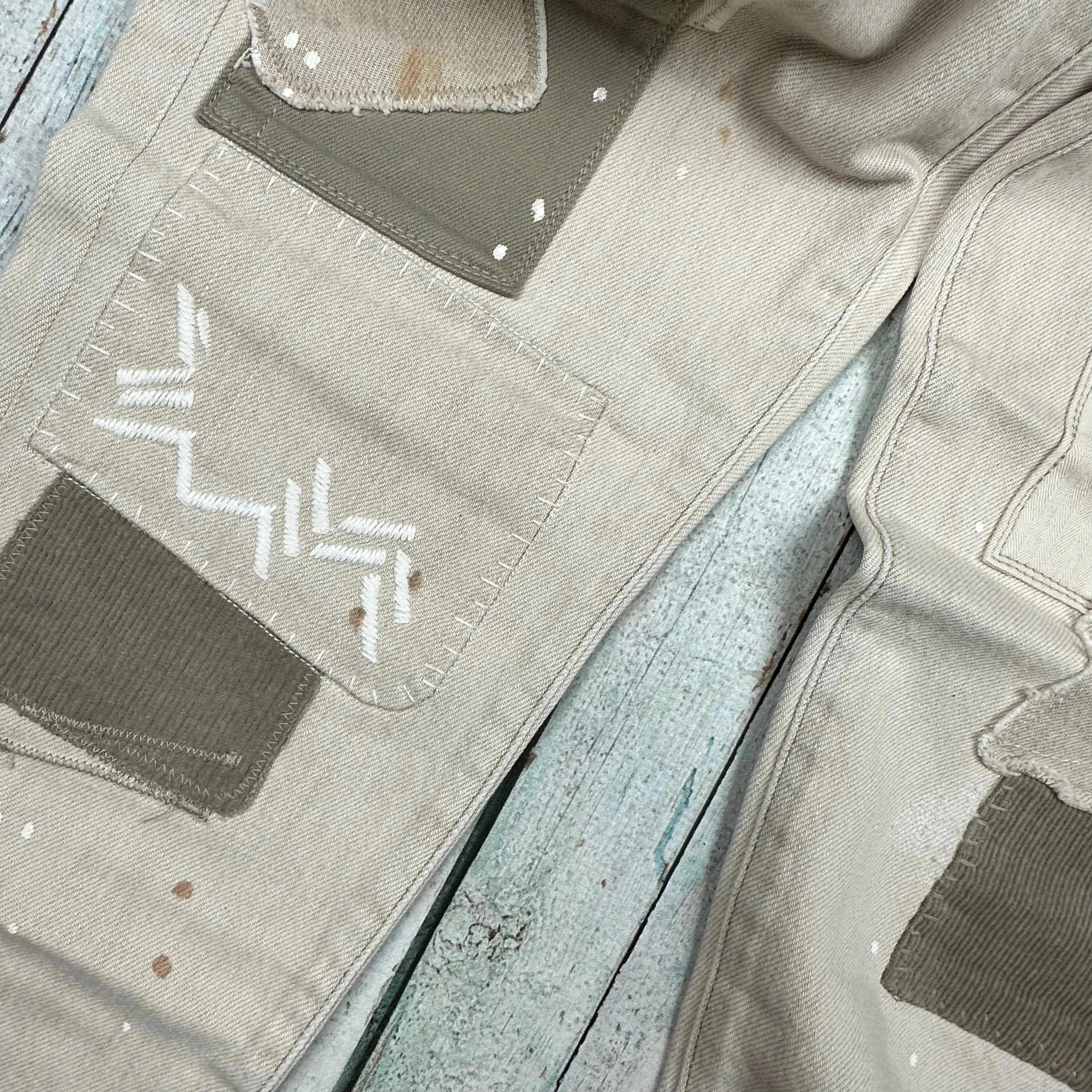 NWT-Ralph Lauren 'Avery Boyfriend' Patchwork Beige Denim Jeans - Size 27