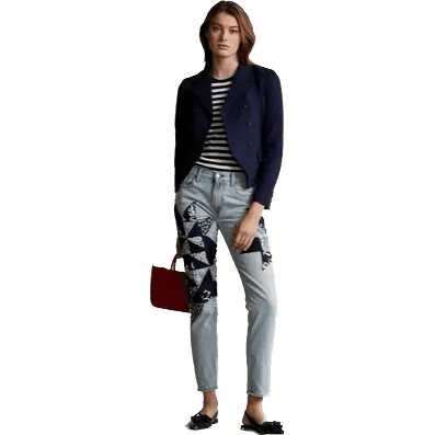 NWT-Ralph Lauren 'Avery Boyfriend' Patchwork Denim Jeans - Size 27
