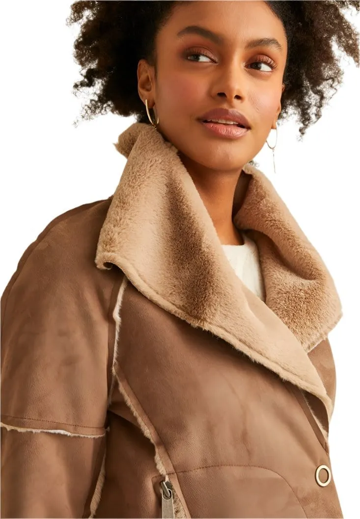 OXXO - Fur Detailed Suede Jacket