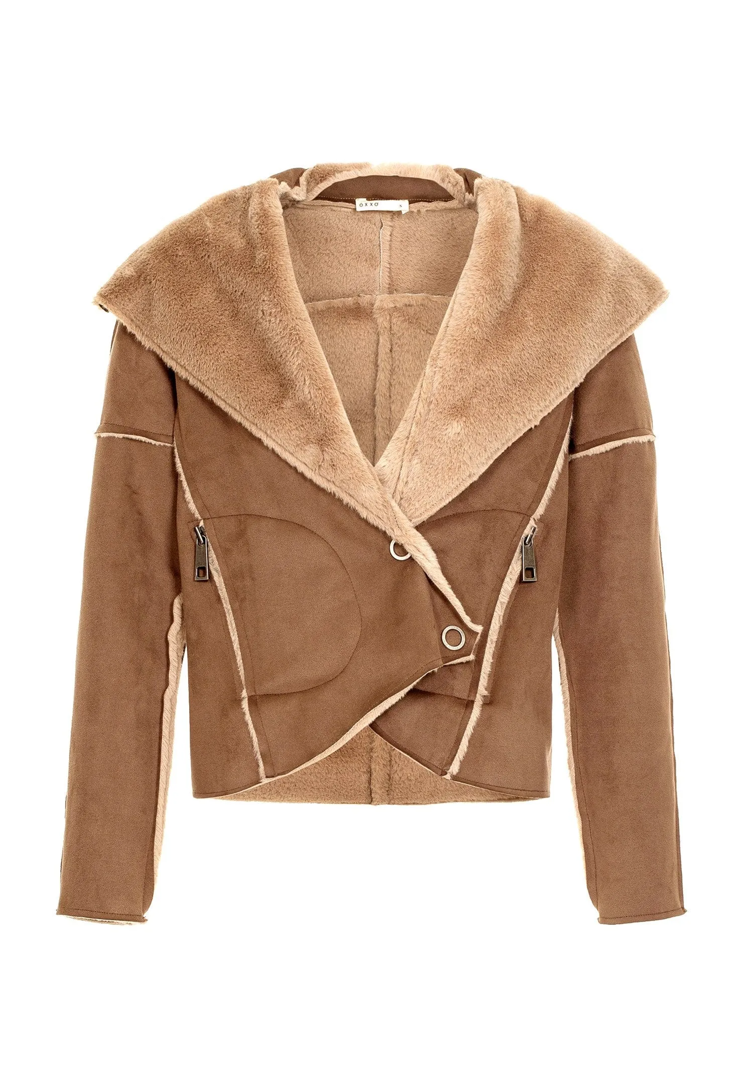 OXXO - Fur Detailed Suede Jacket