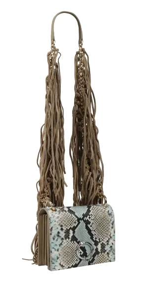 Roberto Cavalli Class GWLPEV T41 Lauren 001 Light Blue/White/Taupe Small Shoulder Bag