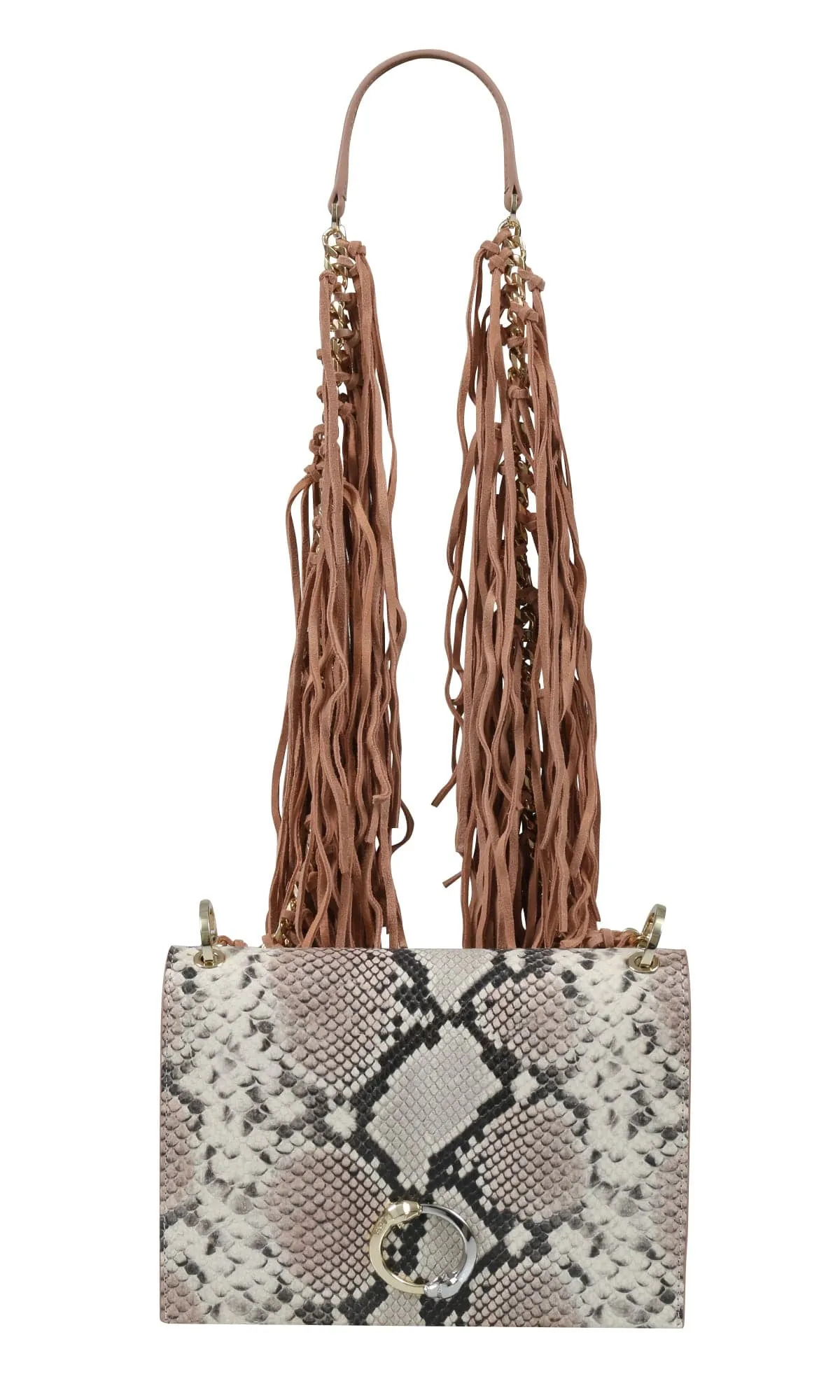 Roberto Cavalli Class GWLPEW D88 Lauren 002 Nude/White Medium Shoulder Bag