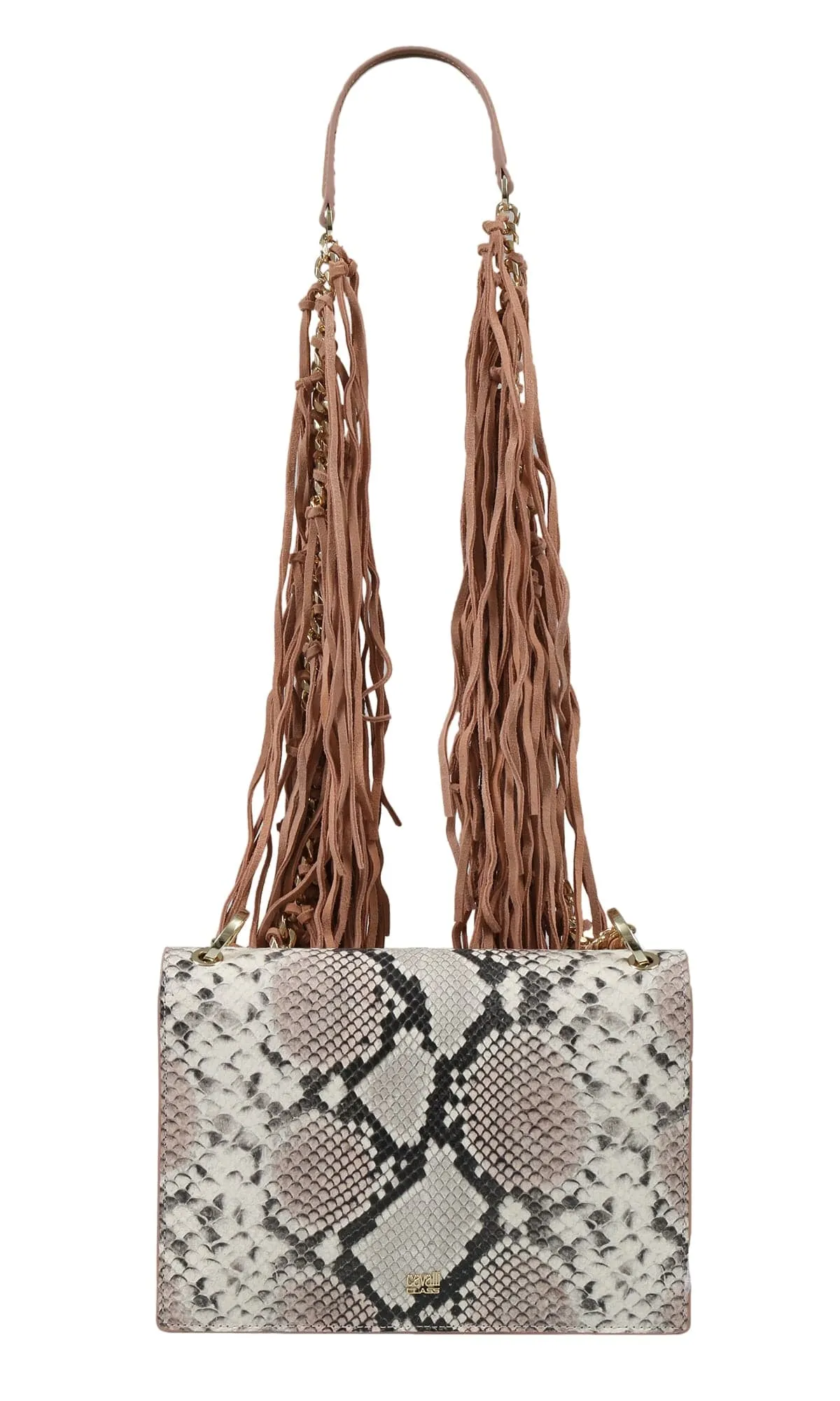 Roberto Cavalli Class GWLPEW D88 Lauren 002 Nude/White Medium Shoulder Bag