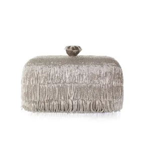 SHIMMER SILVER BOX CLUTCH