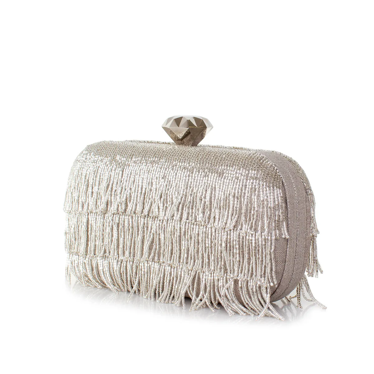 SHIMMER SILVER BOX CLUTCH