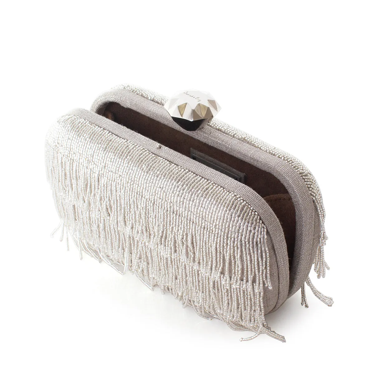 SHIMMER SILVER BOX CLUTCH