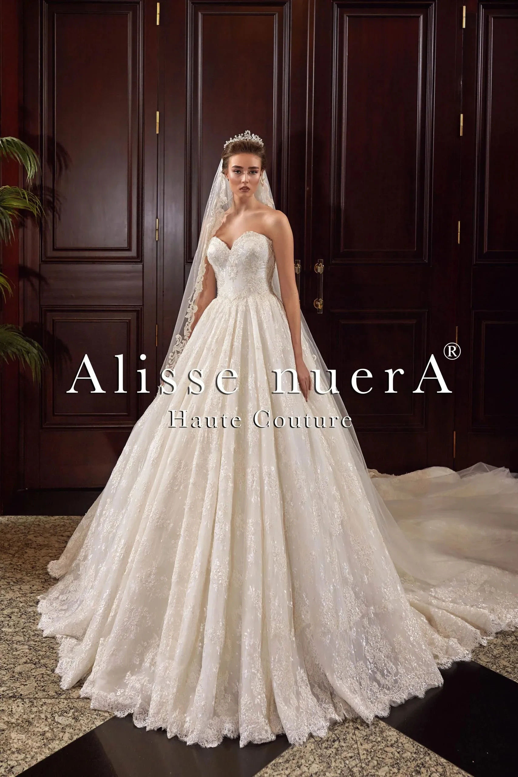 Shimmering Lace Wedding Dress A Line Silhouette with Removable Layered Long Sleeve