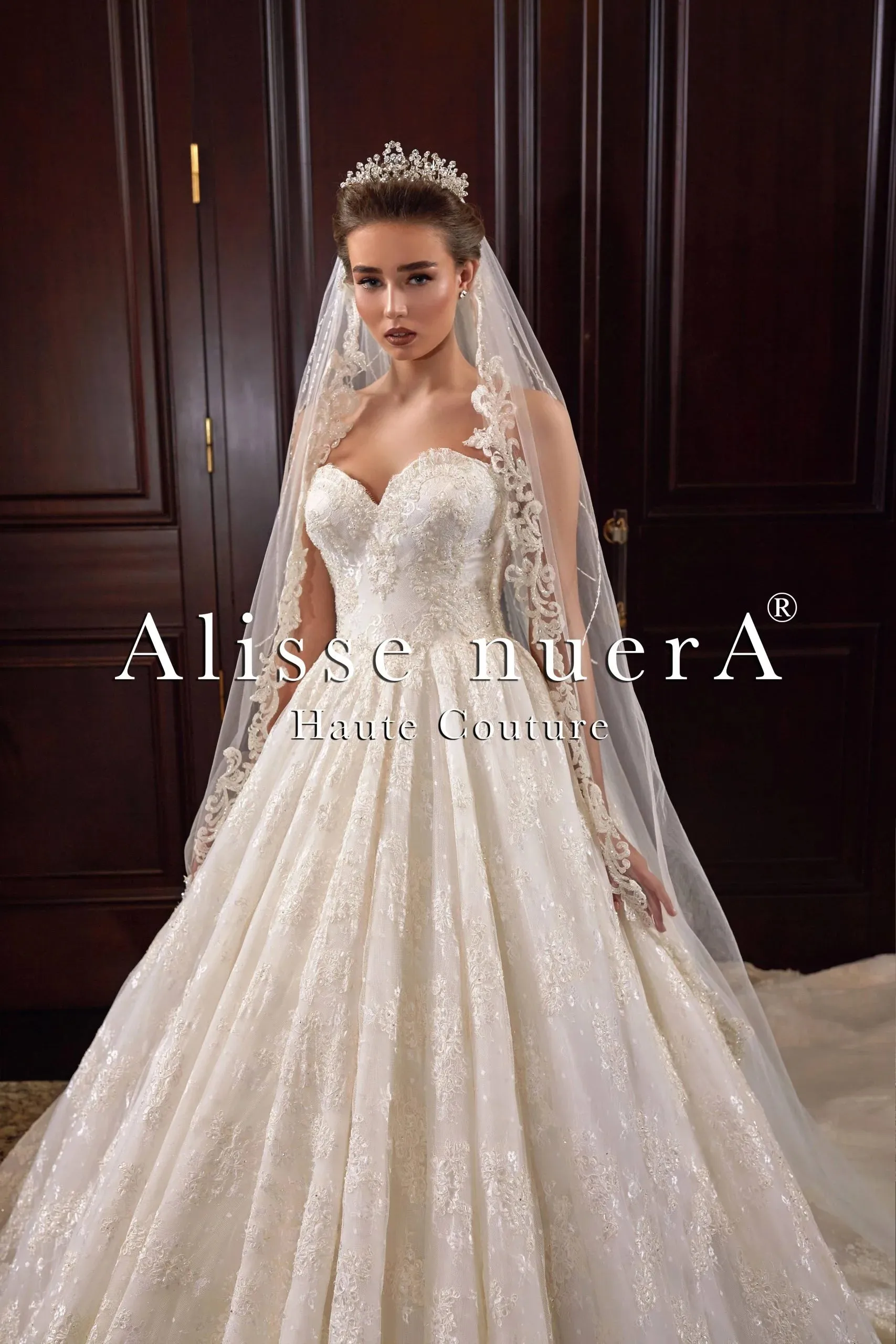 Shimmering Lace Wedding Dress A Line Silhouette with Removable Layered Long Sleeve