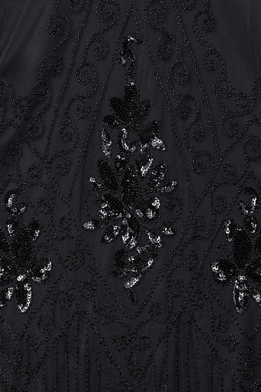 US STOCK Vintage Black 1920s Art Deco Unique Fringed Sequin Dress 20s Flapper Gatsby