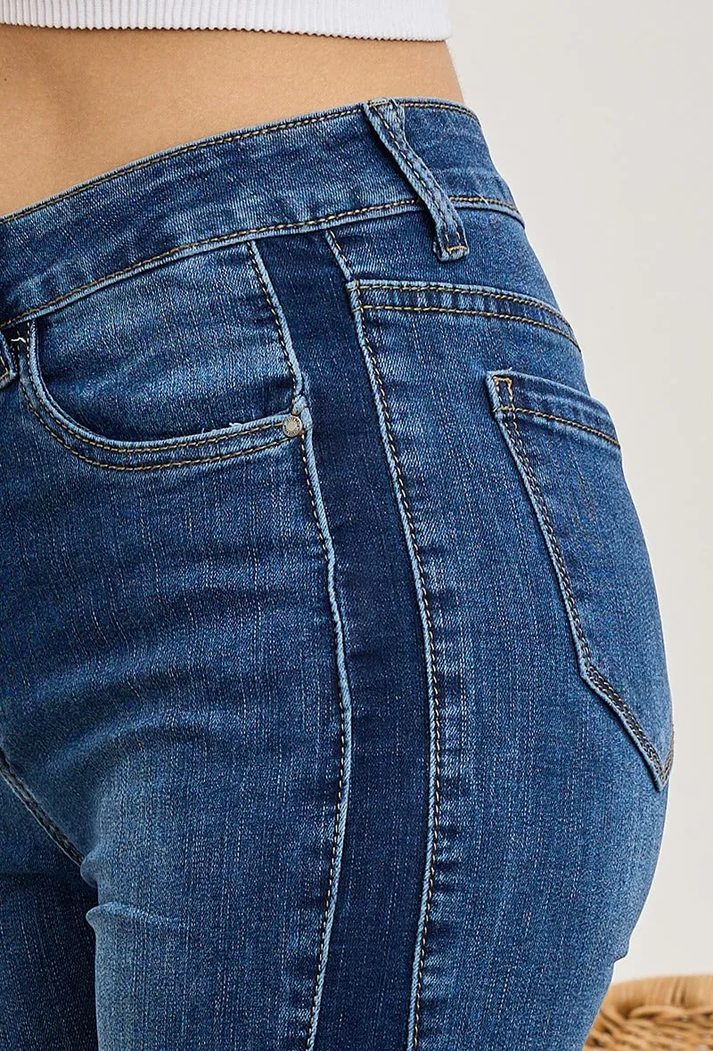 Wholesale Bicolor Flare Patchwork Jeans